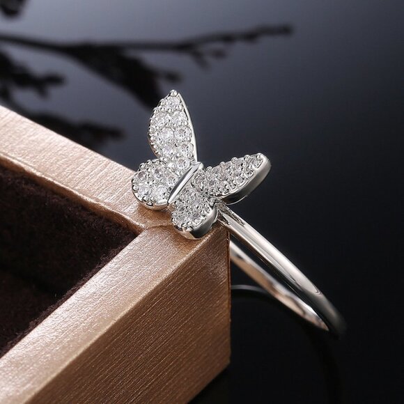 ⚡ Sweet Refine Butterfly Romantic Simple Silver Ring for Women, PD604 - Picture 4 of 7